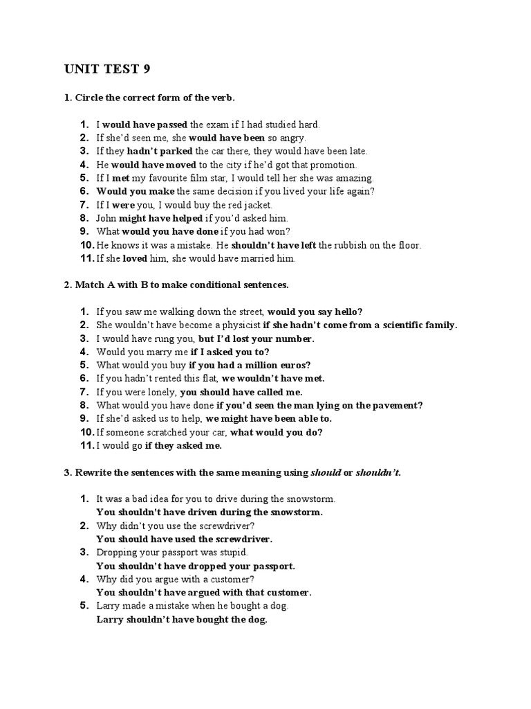 Unit Test 9 - Inlges C (II) | PDF