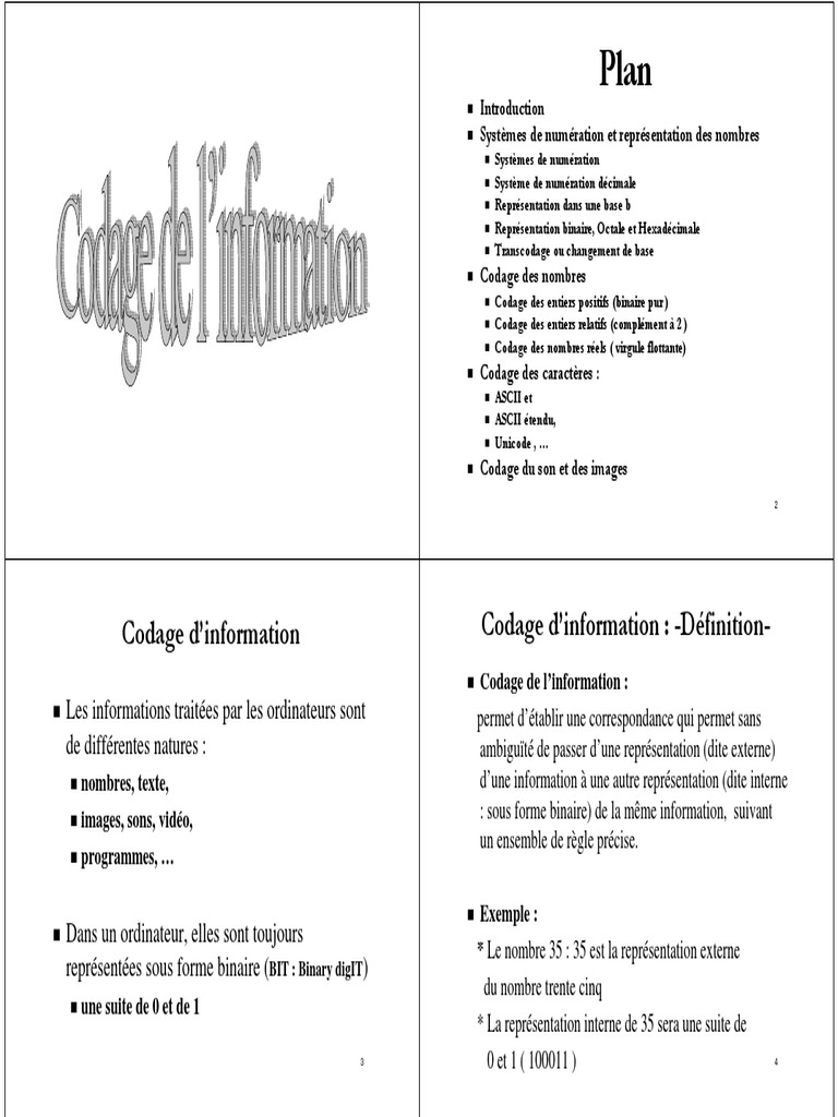 Codage et systèmes de numération | PDF