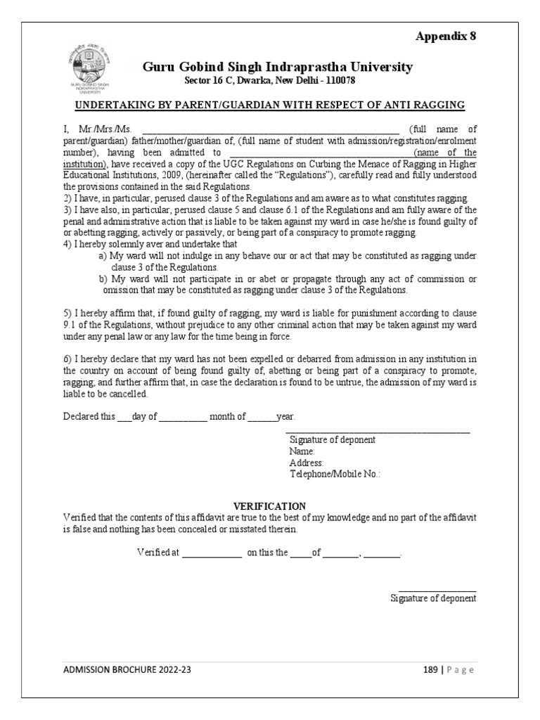 Antiragging by Parents For Ipu | PDF | Affidavit | Government