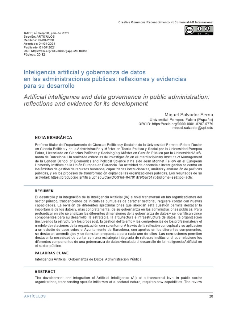 Inteligencia Artificial y Gobernanza | PDF | Inteligencia artificial ...