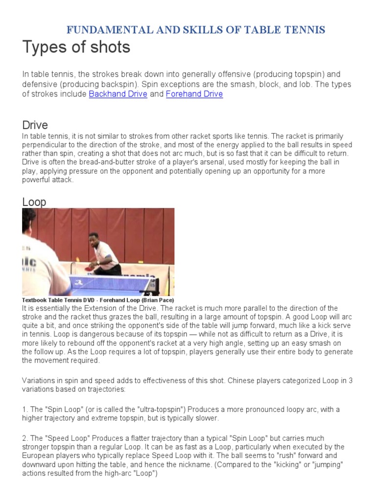 Fundamental and Skills of Table Tennis PDF Table Tennis