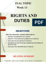 Week 13 Rights & Duties