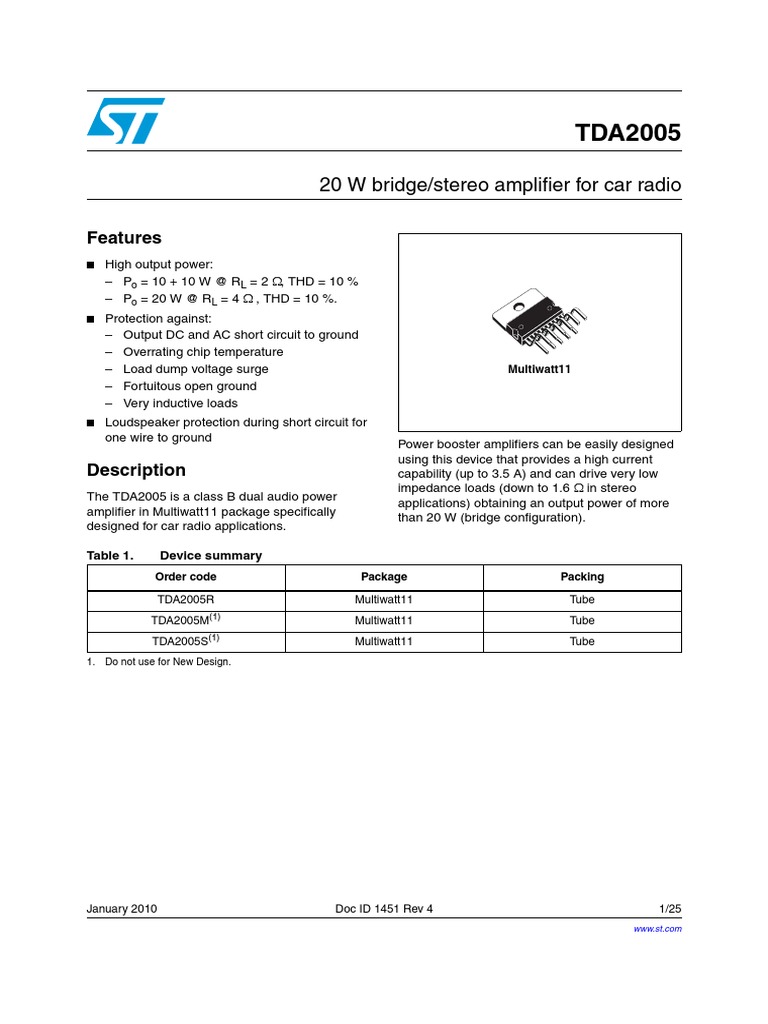 Tda 2005 | PDF | Amplifier | Distortion
