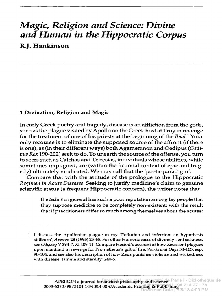 Hankinson R.J. Magic, Religion and Science, 1998, Germany PDF Iliad