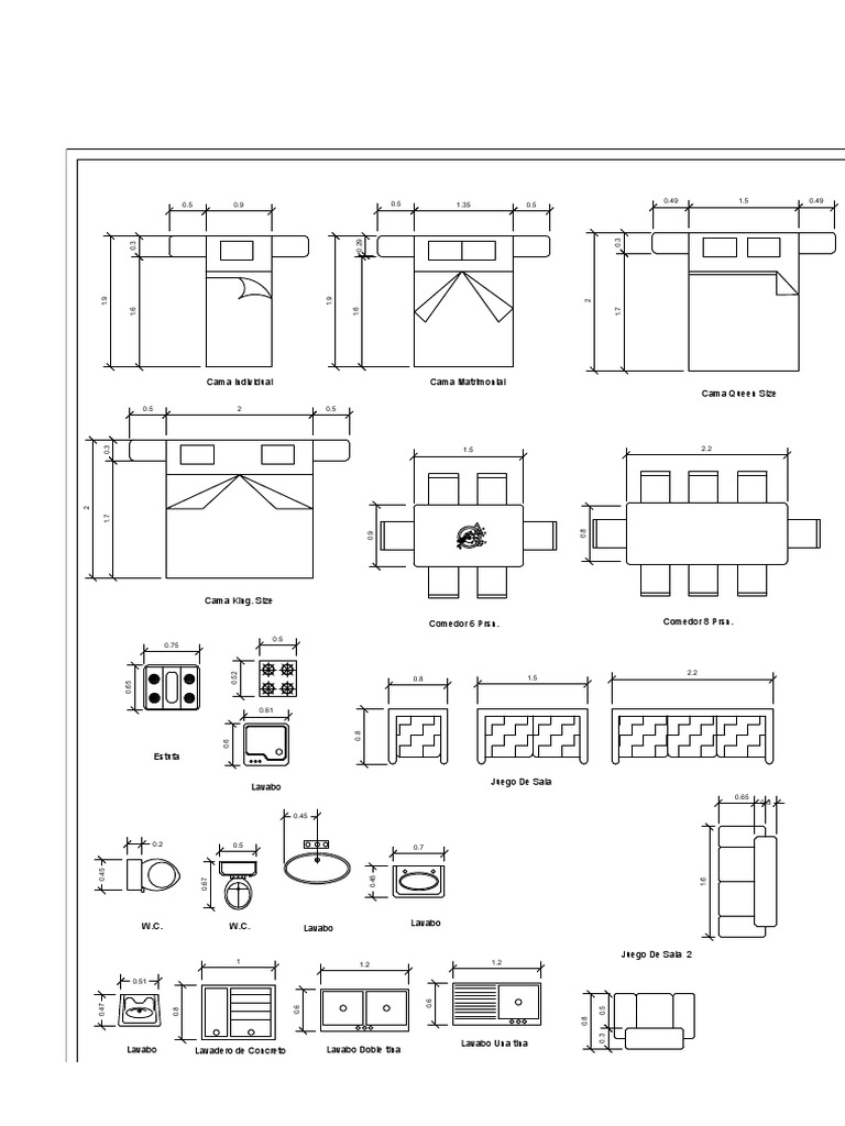 Medidas y Muebles para Comedores y Camas | PDF