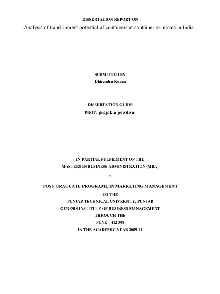 Dissertation Report On | PDF
