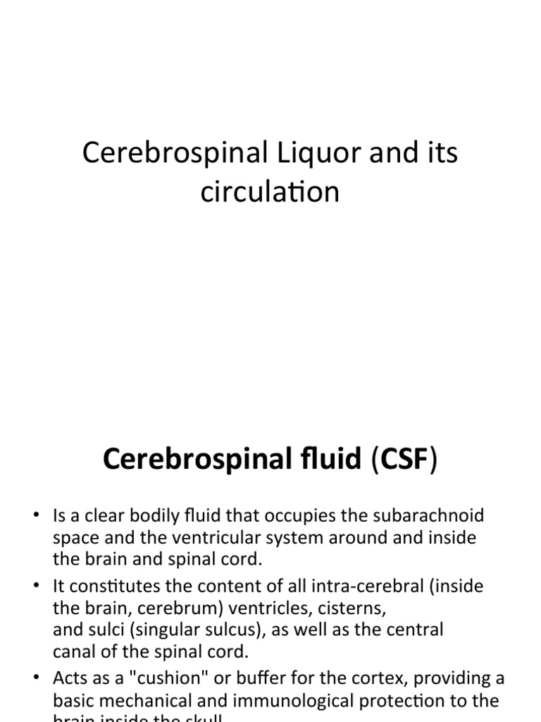 Cerebrospinal Liquor and Its Circulation | PDF | Cerebrospinal Fluid ...