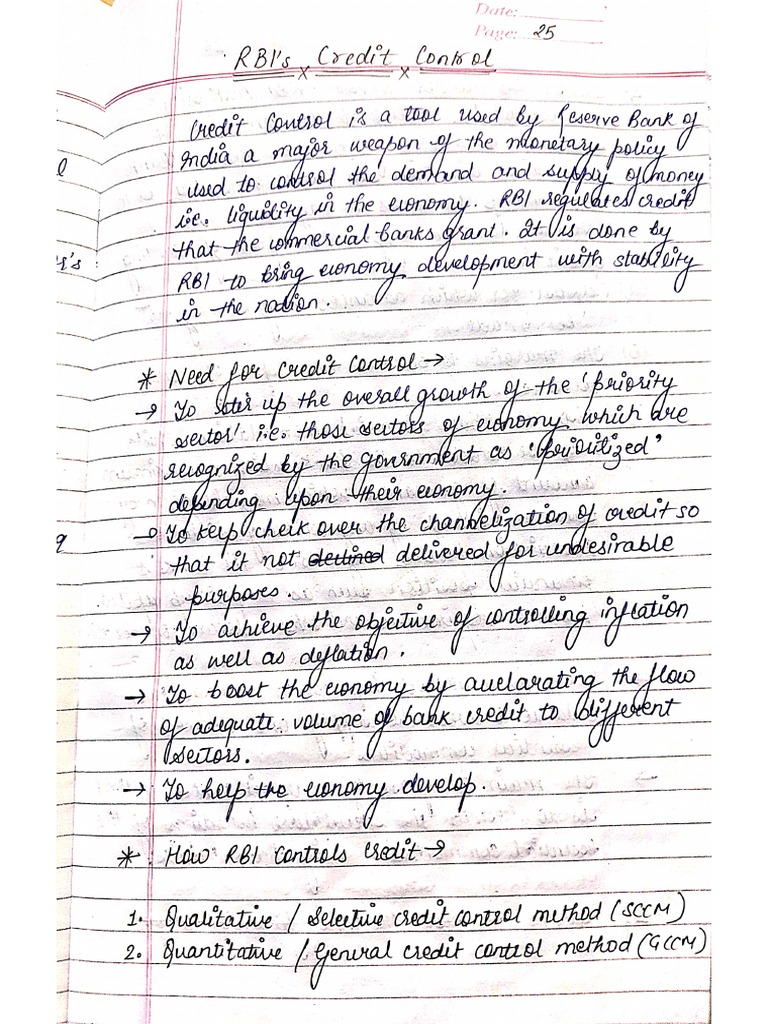 Banking-Credit Control Notes | PDF