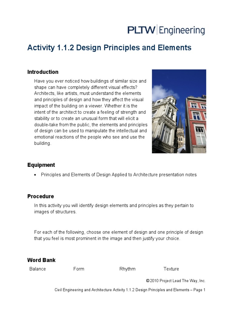1.1.2.a DesignPrinciplesElements (1) PLTW | PDF | Aesthetics | Design