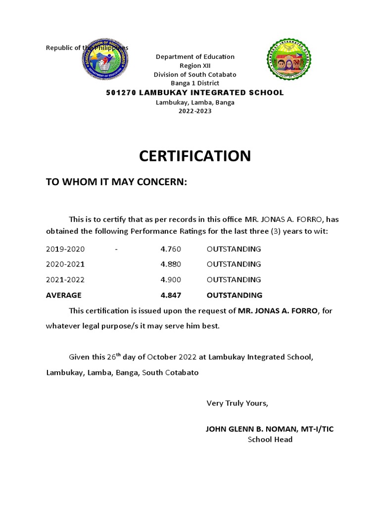 certification-of-ipcrf-rating-2023-pdf