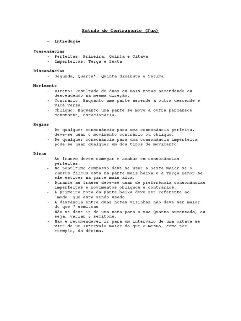 Estudo do Contraponto Musical | PDF | Harmonia | Intervalo (música)