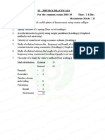 11th Physics Practical Question Paper English Medium