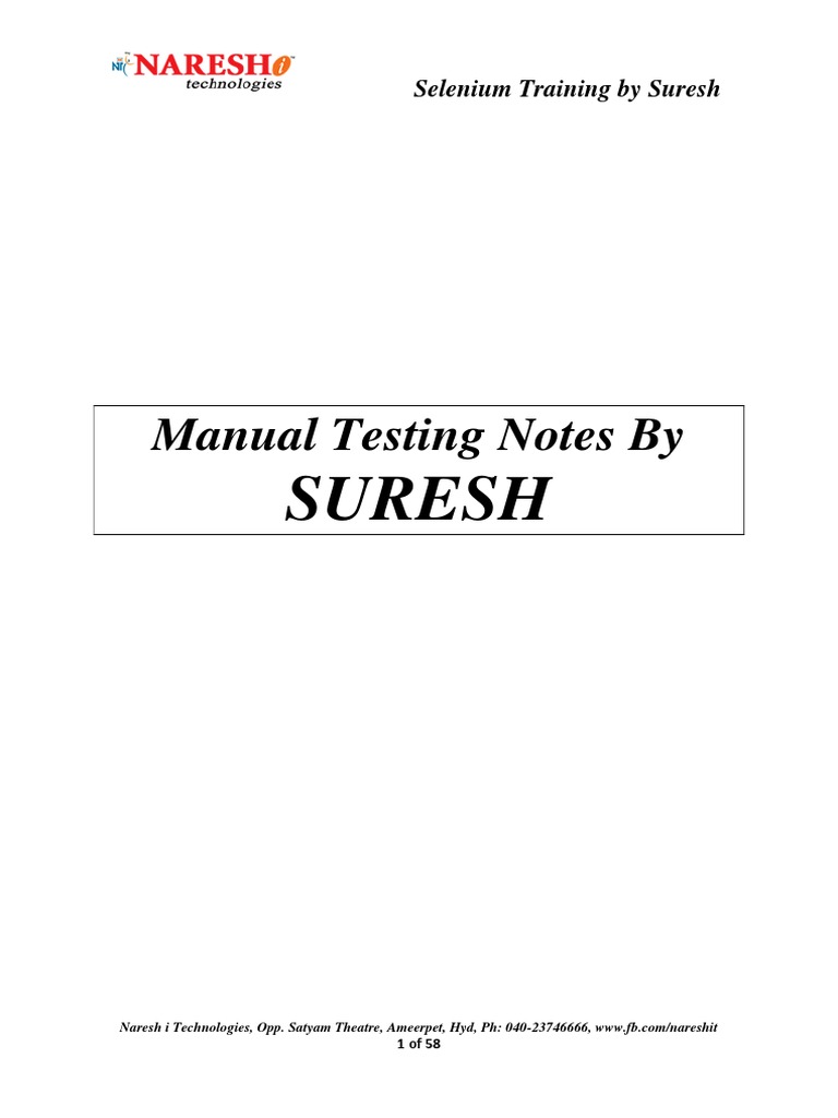 Manual Testing Course Notes by Suresh | PDF | Software Testing | Scrum ...