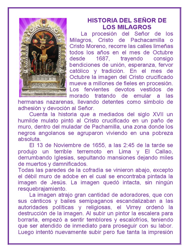 Historia del Señor de los Milagros | PDF