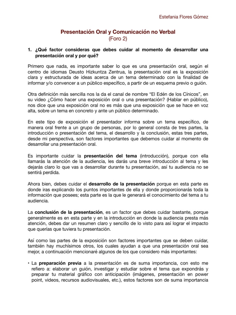 Foro 2. Comunicación Oral y Escrita | PDF | Comunicación | Comunicación ...