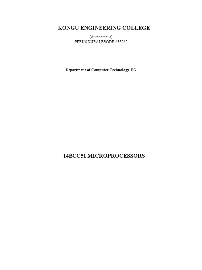 14BCC51Microprocessor Lab Manual PDF Office Equipment Computer