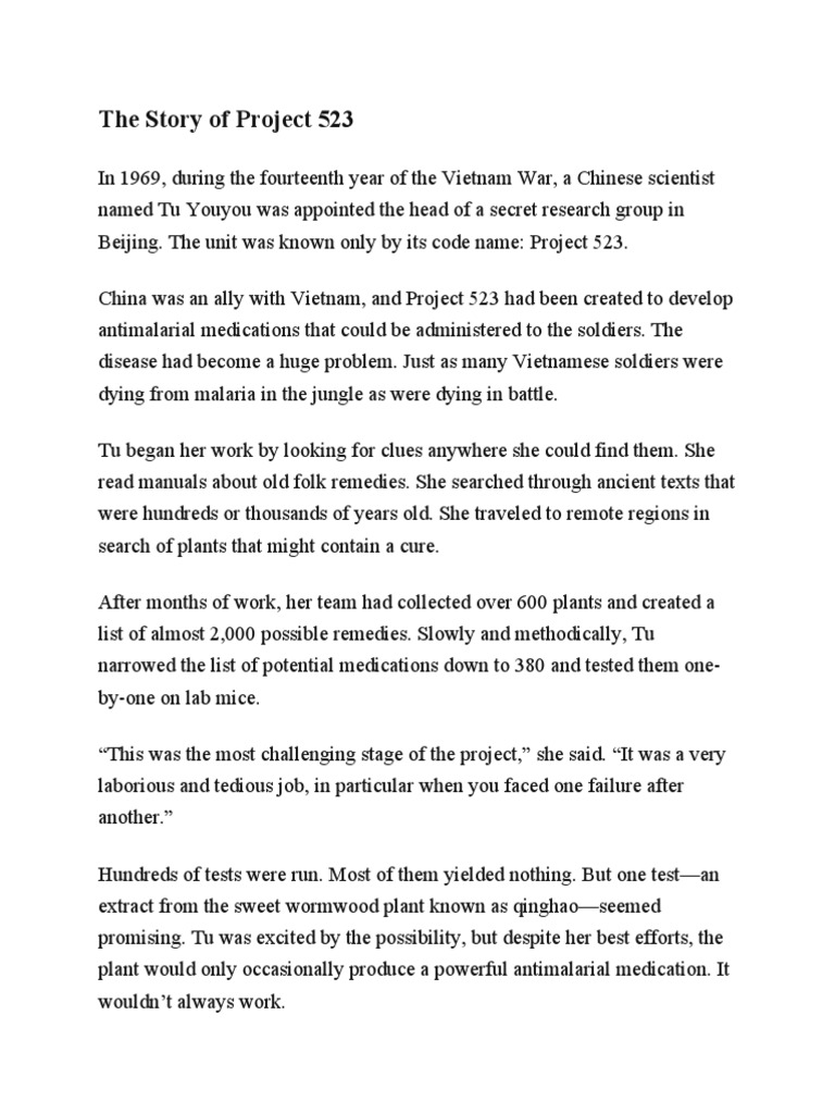 The Story of Project 523 | PDF | Health Sciences | Health Care