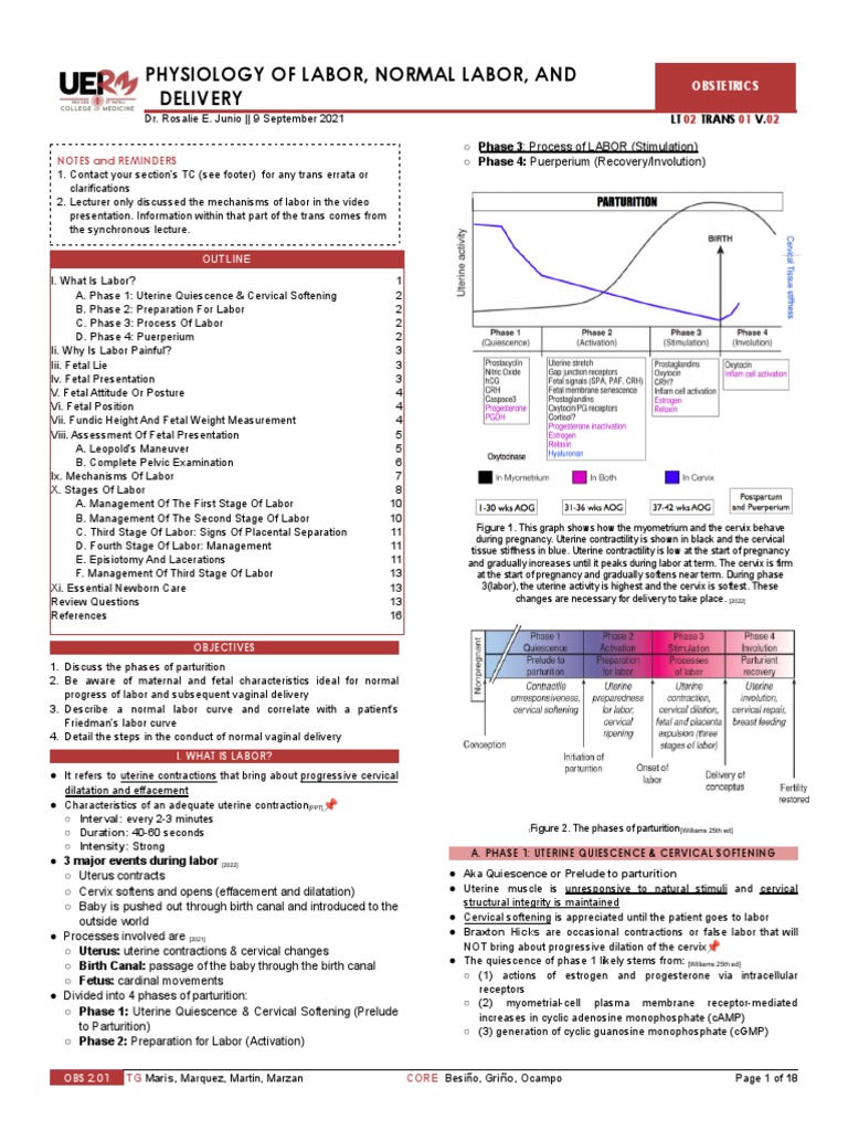  obs 2 01 physiology of labor normal labor and delivery junio