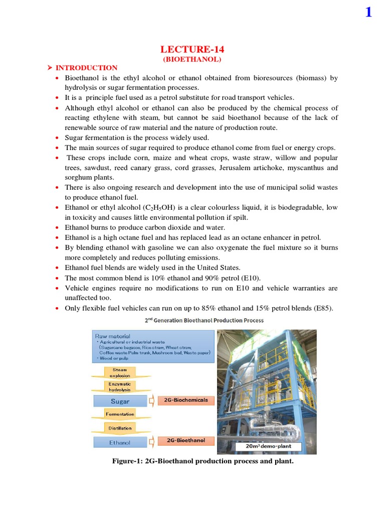 Bioethanol Production Notes Pdf Ethanol Fuel Ethanol