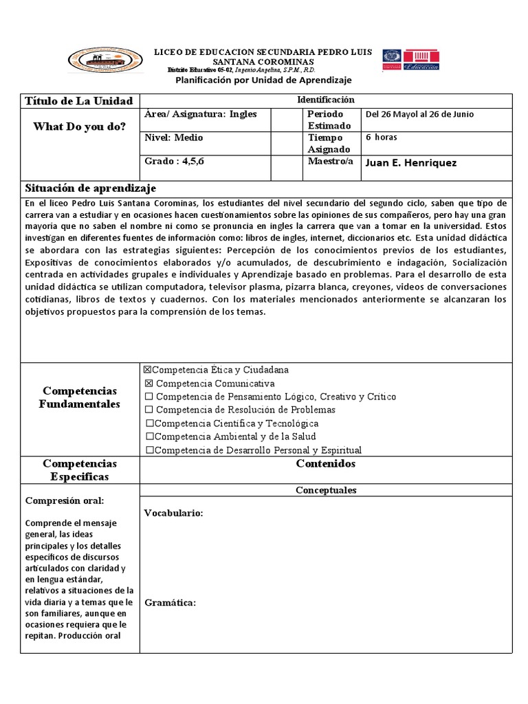 Plan Por Unidad de Aprendizaje Mayo-Junio | PDF | Aprendizaje | Ciencia ...