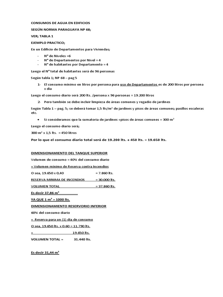 Consumo de Agua en Edificios NP 68 | PDF | Hogar, jardinería y bricolaje