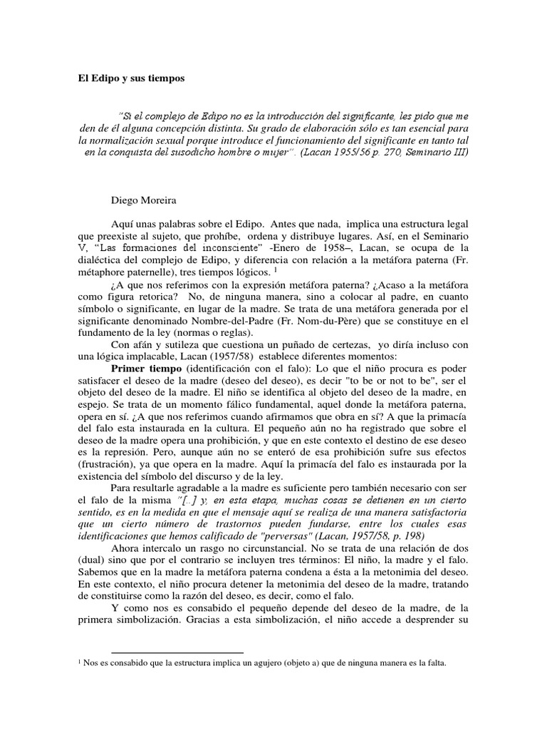 Complejo de Edipo y metáfora paterna | PDF | Jacques Lacan | Complejo ...