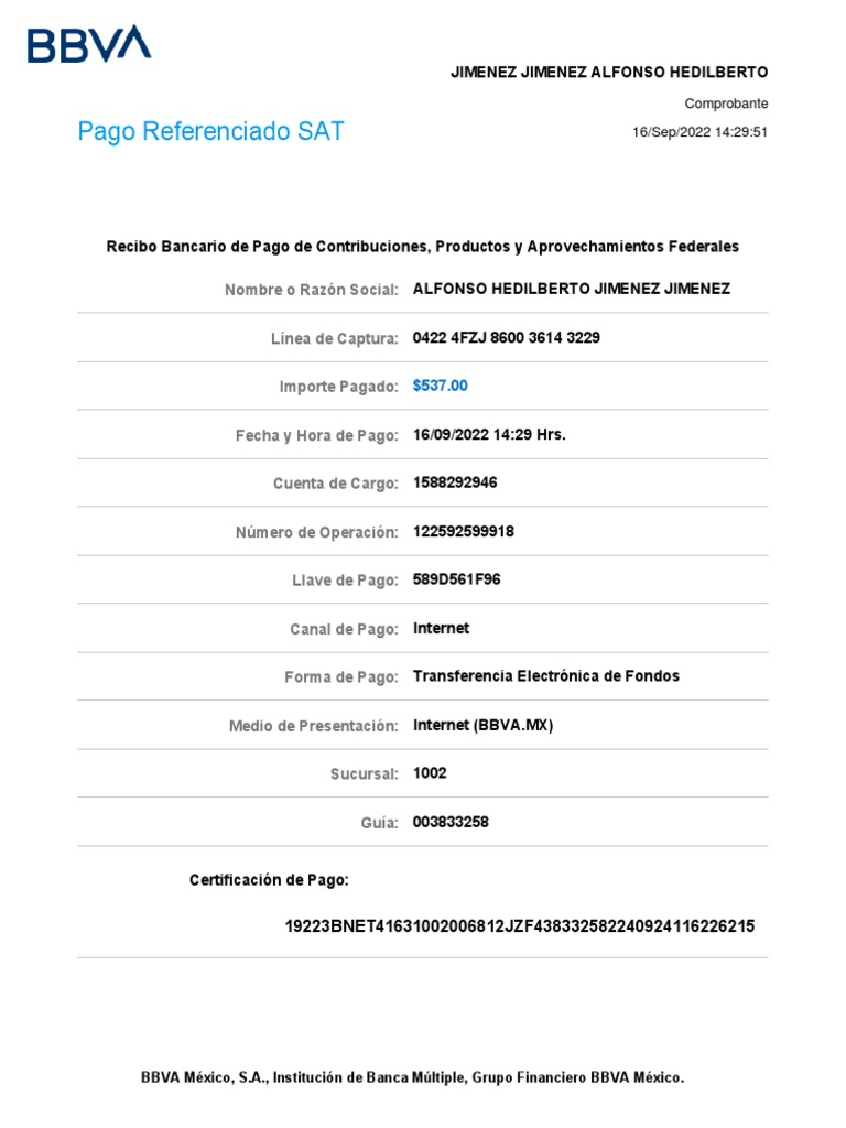 Formato Para Pago De Contribuciones Federales