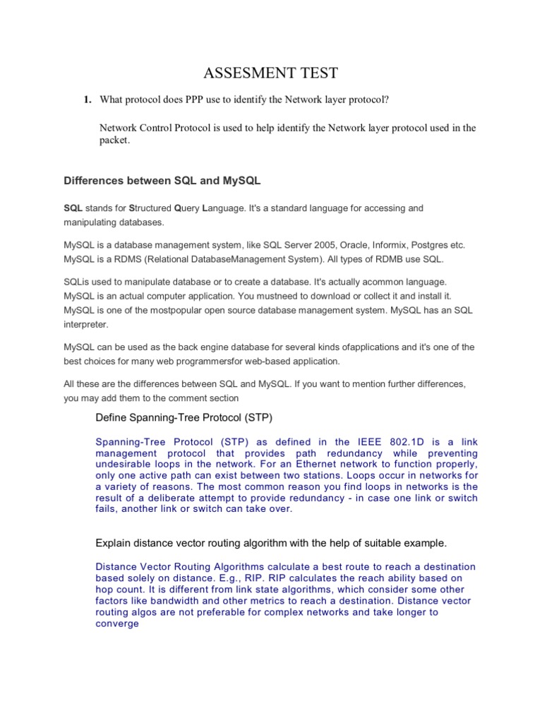 Assesment Test | PDF | Uniform Resource Identifier | Port (Computer ...