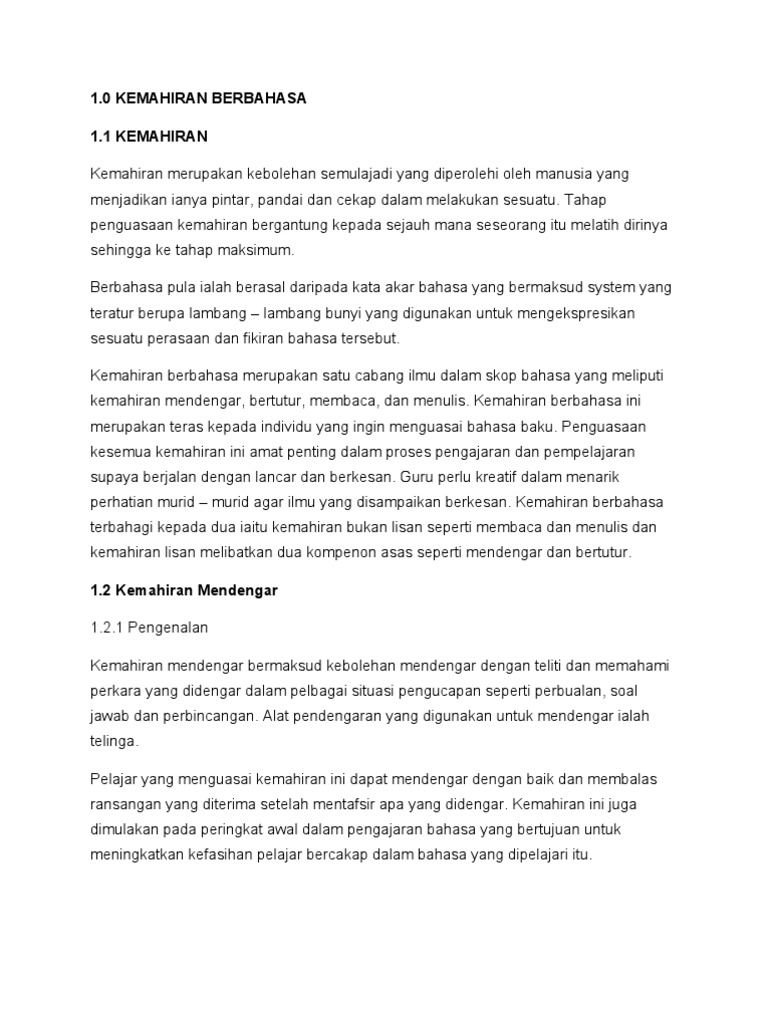 Assigment Bm Definisi Dan Konsep Kemahiran Berbahasa Pdf