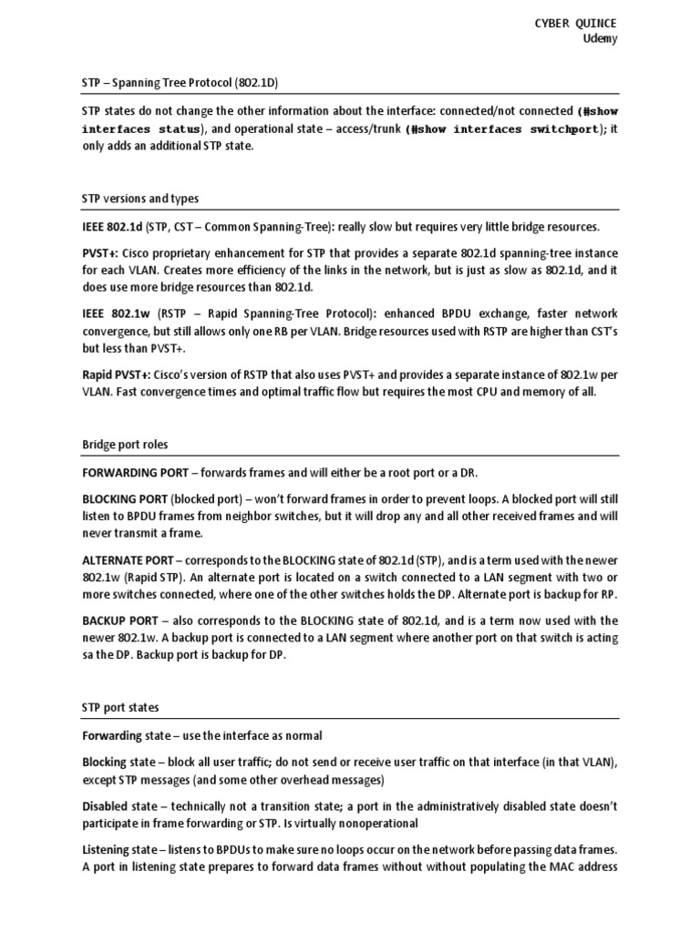 STP Additional Explanations (Details) PDF Network Switch