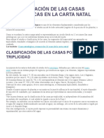 La Clasificación de Las Casas Astrológicas en La Carta Natal