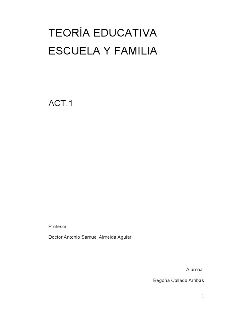 Teoria Educativa Escuela y Familia 1ct.1 | PDF | Aprendizaje | Plan de ...