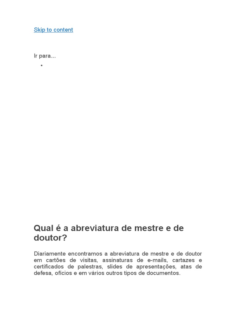 Abreviaturas de Mestre | PDF | Doutor em Filosofia | Science