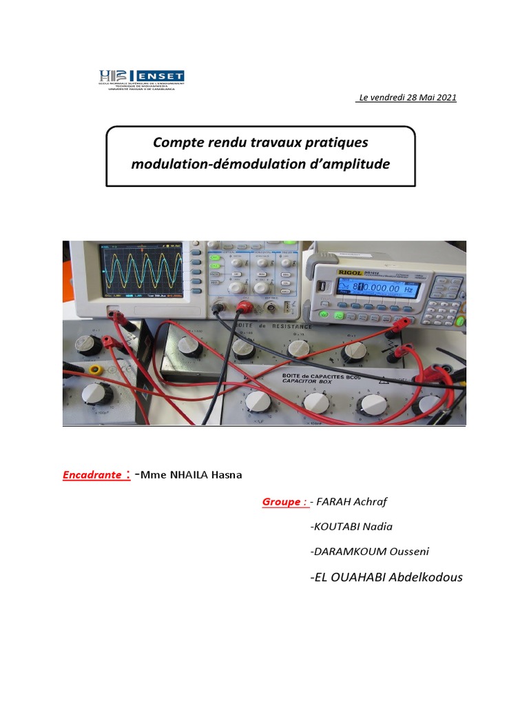 Compte Rendu Modulation Demodulation | PDF | Modulation | Électrotechnique
