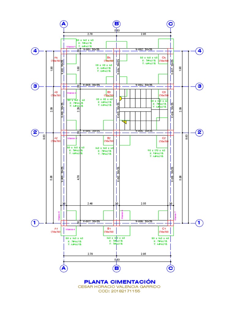 Planta de Cimentación (Trabajo en Clase) CHVG | PDF