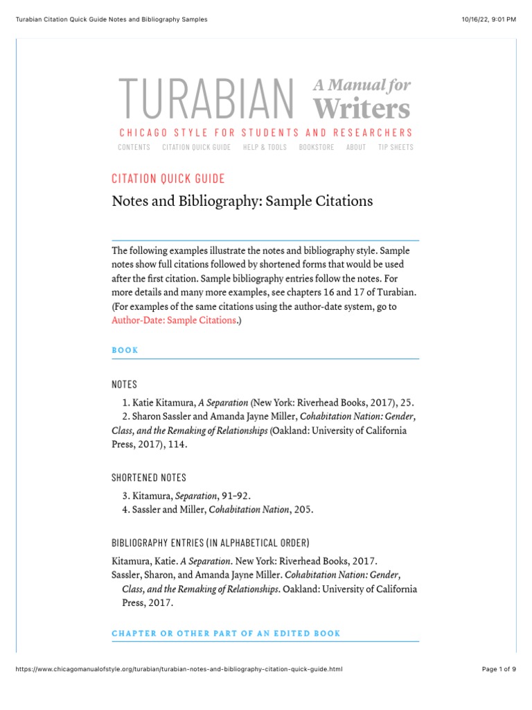 Quick Guide Notes and Bibliography Samples
