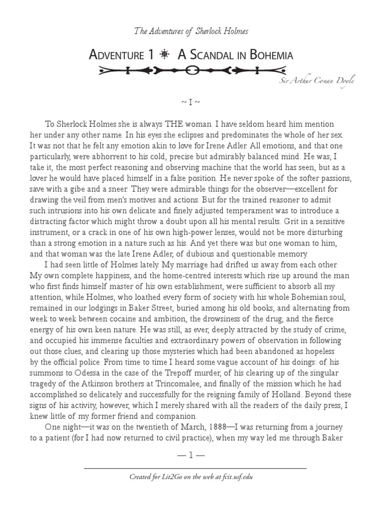 Scandal bohemia essay picture