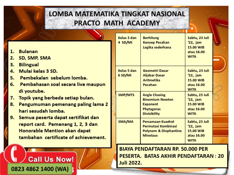 Brosur Lomba Matematika Juli 2022 | PDF