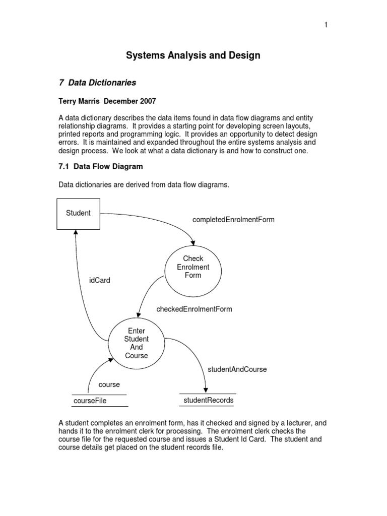 Systems Analysis and Design 7 Data Dictionaries PDF Data Data Type
