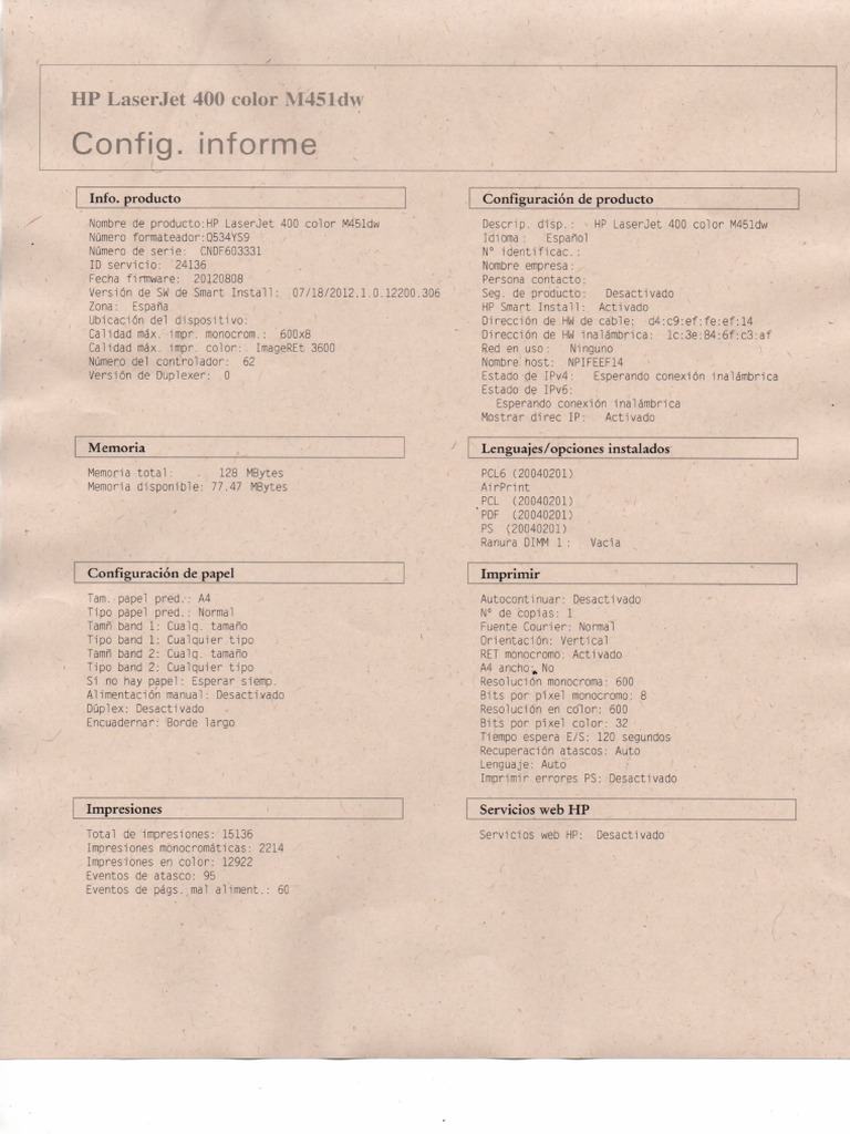 Evidencias HP Laser Jet 400 Color M451DW PDF