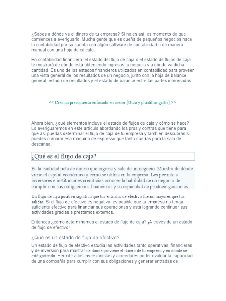 Sabes A Dónde Va El Dinero de Tu Empresa | PDF | Contabilidad | Flujo ...