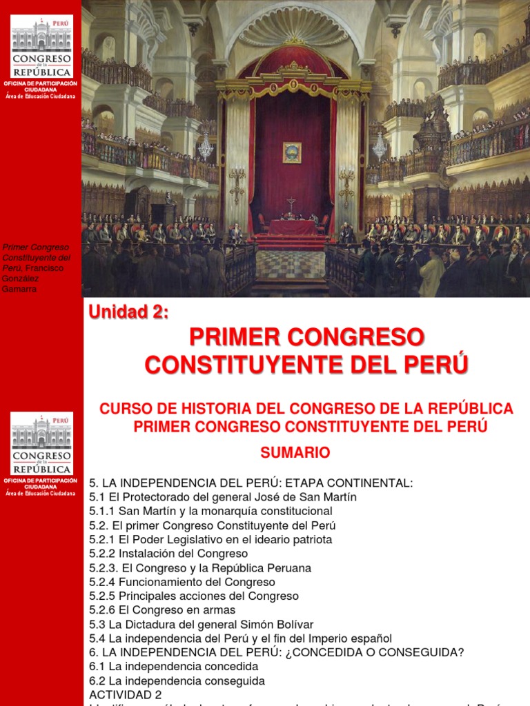 Primer Congreso Constituyente en El Perú 2 PDF Perú Comunidad