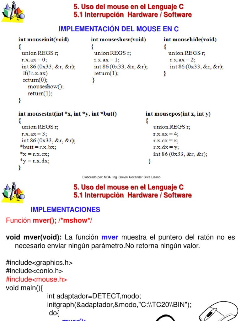 Uso del Mouse en Lenguaje C | PDF | C (lenguaje de programación ...