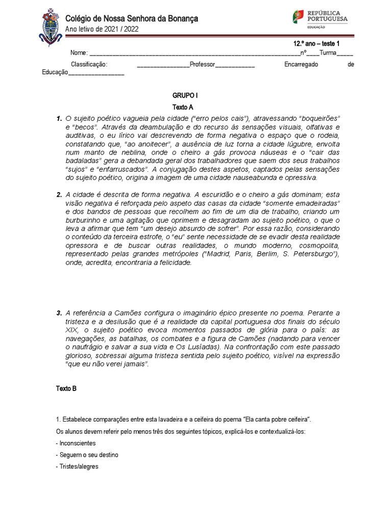 Ficha Preparação - Teste 1 - CC | PDF