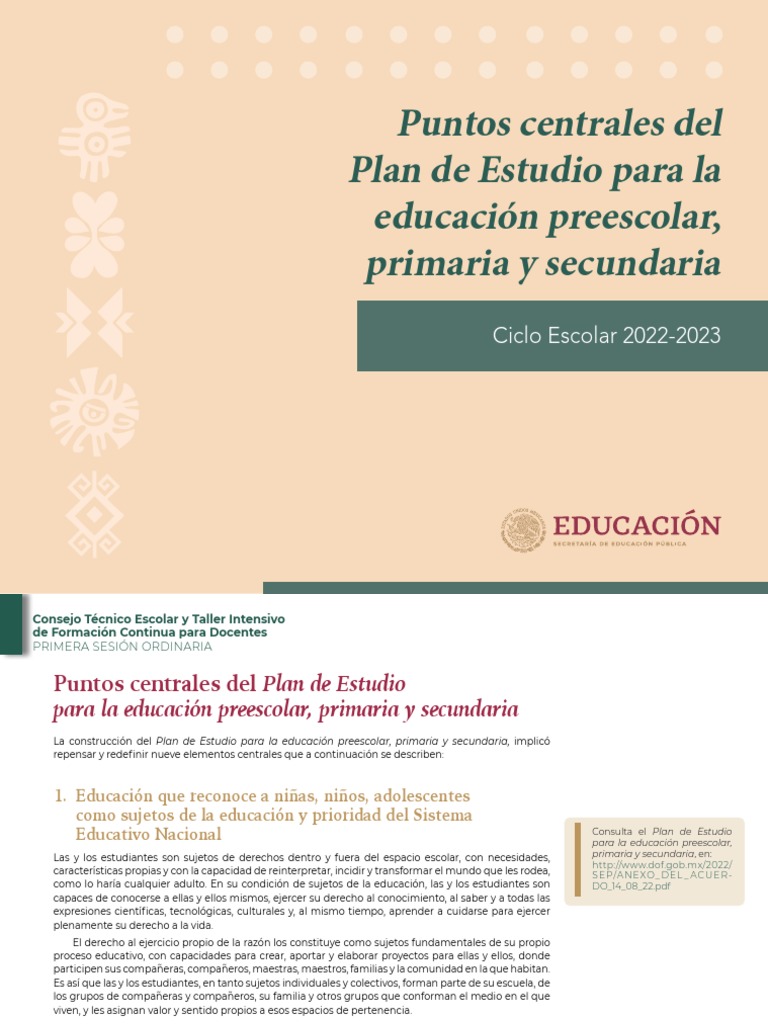 Puntos centrales del Plan de Estudio 2022 | PDF | Método de enseñanza ...