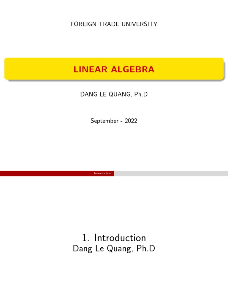 Linear Algebra Slide Beammer 2022 Oct 16 PDF Determinant Matrix (Mathematics)