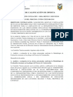 Acta de Calificación de Oferta: Objeto de Contratación: "Adquisición, Montaje E Instalación