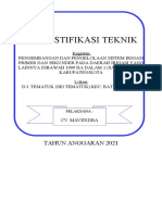 Justifikasi Teknik D.I. Tematuk (Sei Tematuk) Kec. Batang Lupar