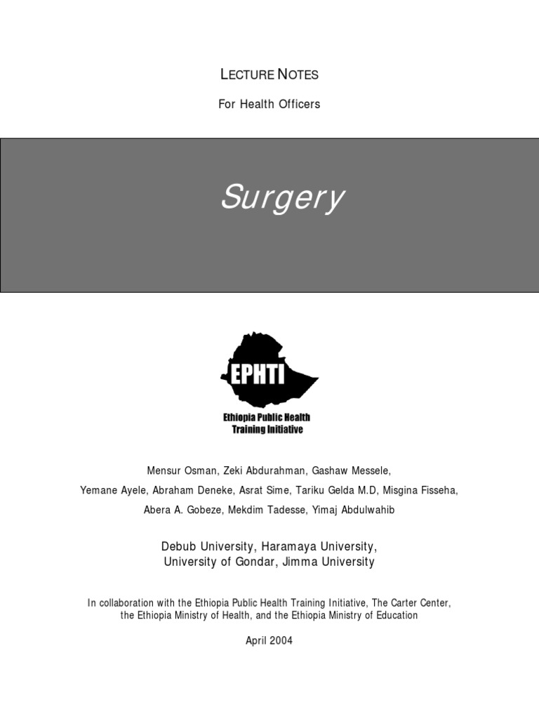 Surgery Lecture Notes for Health Officers | PDF | Shock (Circulatory ...