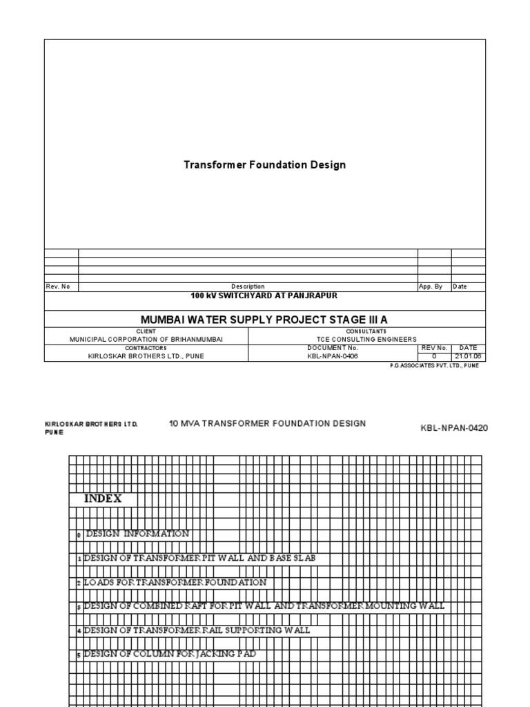 10 MVA Transformer Foundation Design | PDF | Transformer | Foundation ...